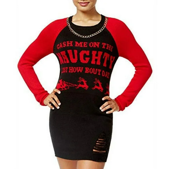 Ultra Flirt | Sweaters | Ultra Flirt By Ikeddi Cash Me On The Naughty List Christmas  Sweater | Poshmark